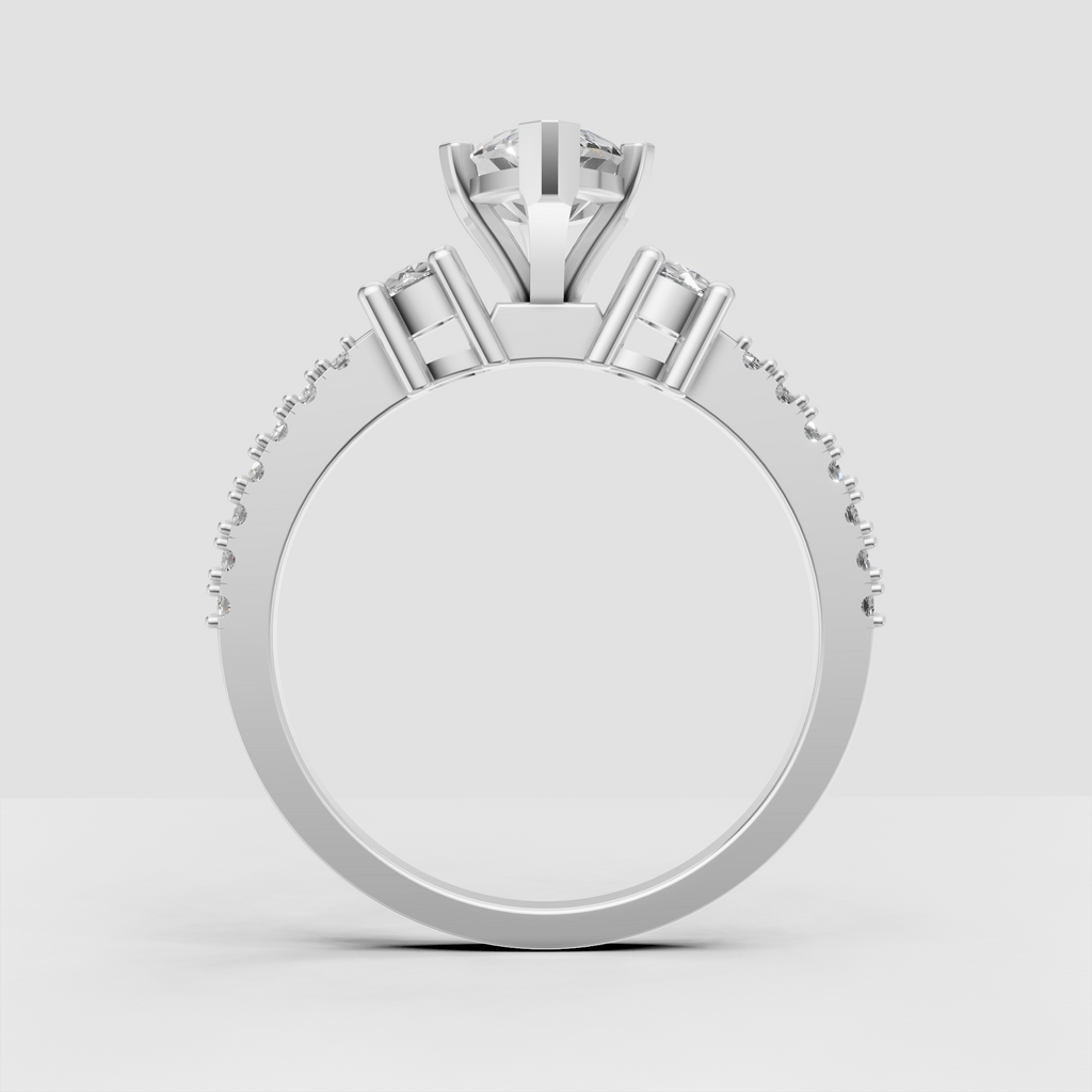 Elegant marquise engagement ring with diamond accented shoulders
