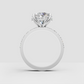Classic round diamond solitaire ring with crossover shoulders