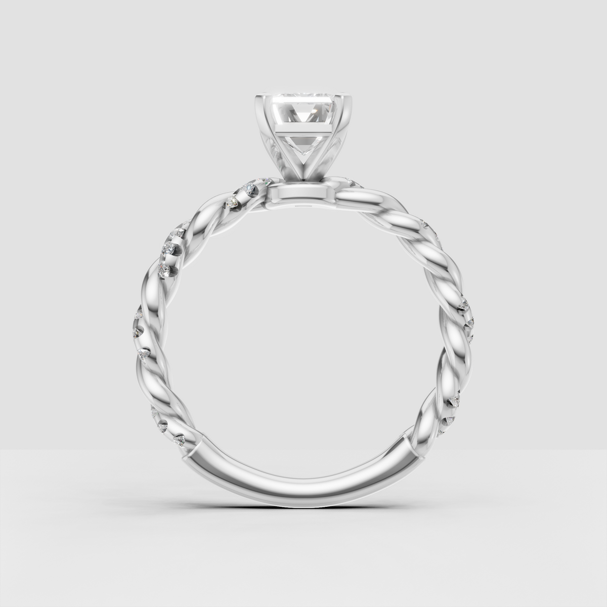 Classic emerald diamond bridal ring with sparkling side accents