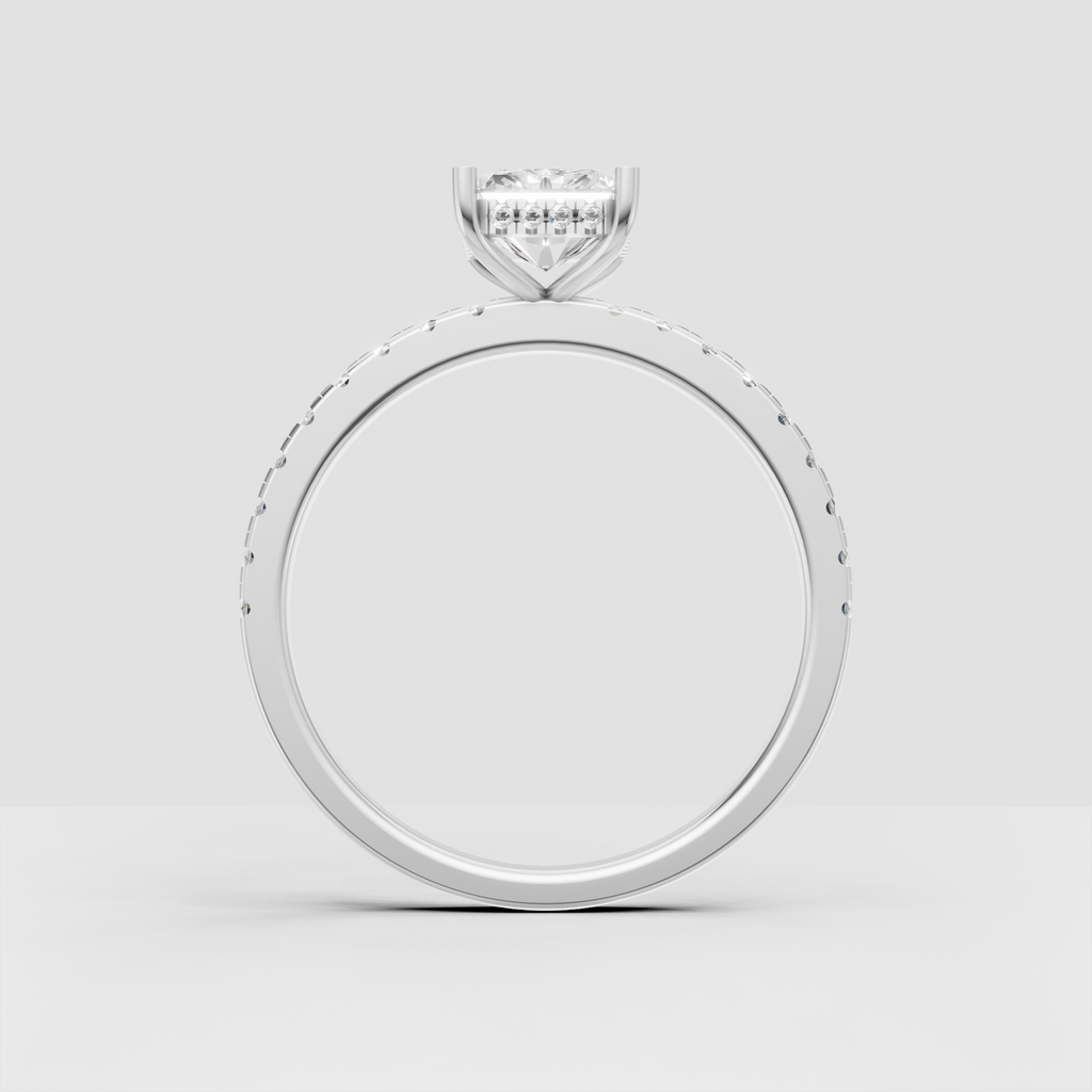 Four prong radiant cut diamond wedding ring