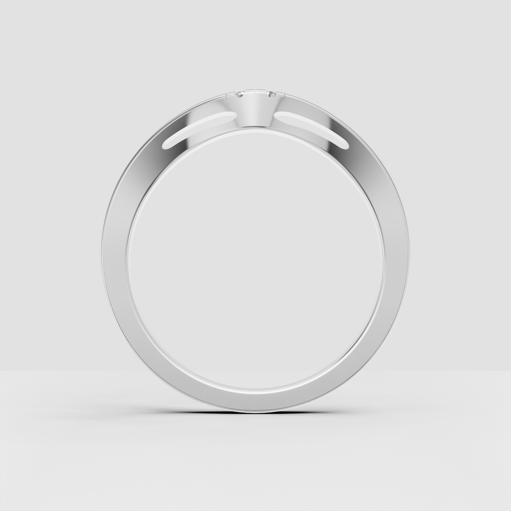 Unique round diamond anniversary ring with curved  band