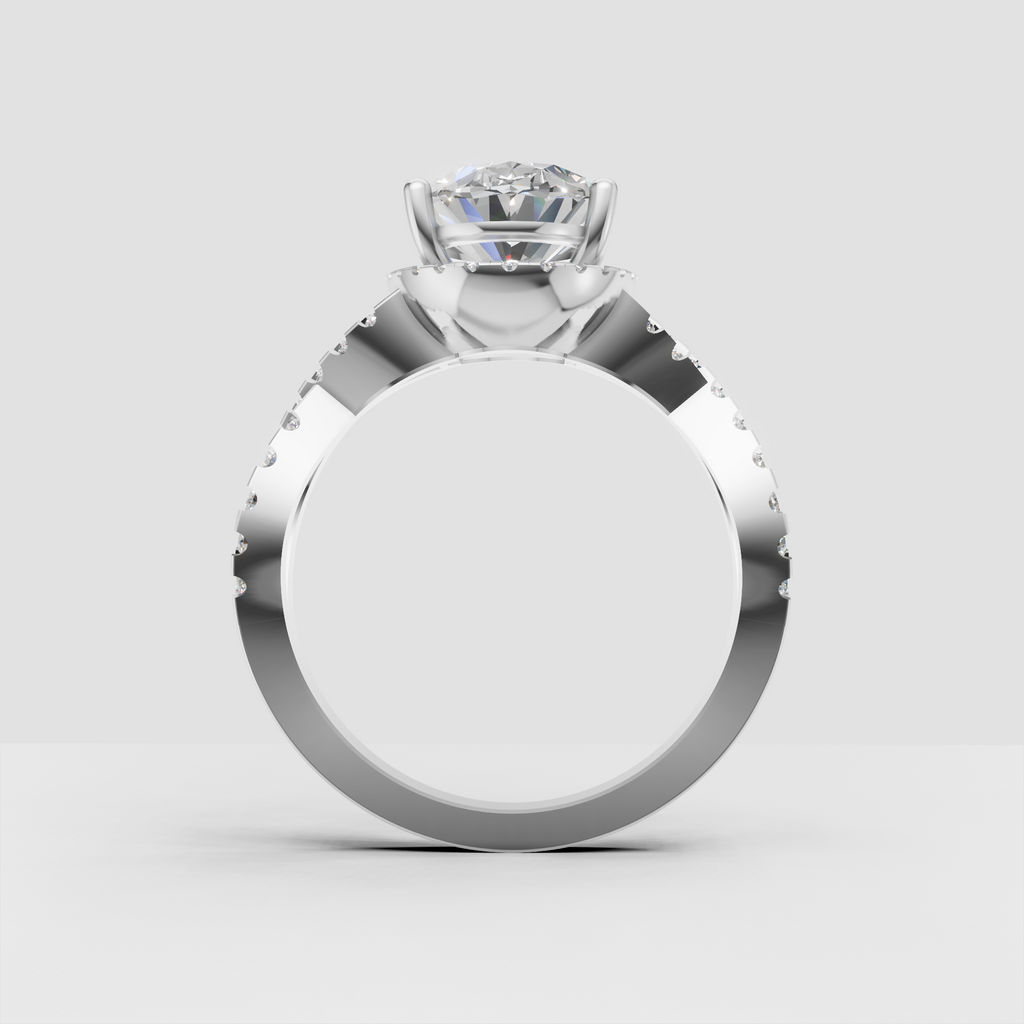 Split-shank oval Diamond engagement ring with cathedral setting