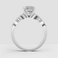 Elongated oval diamond ring with four-prong setting