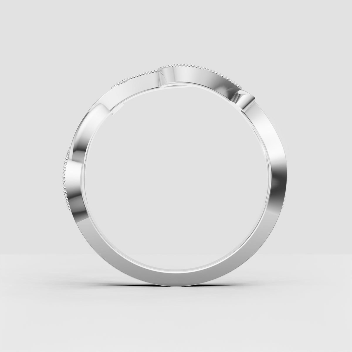 Unique infinity inspired diamond band ring in yellow gold