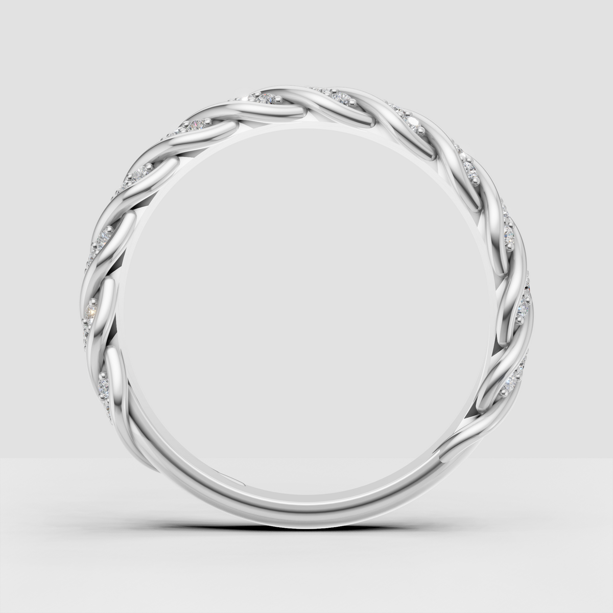 Diamond crossover band in yellow gold