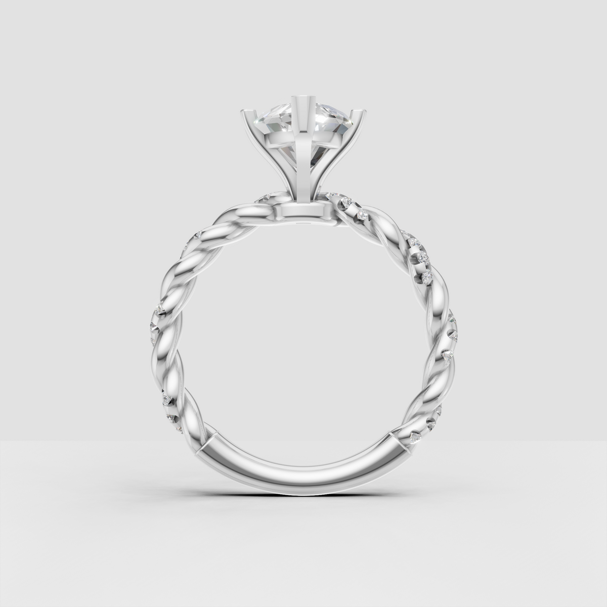 Romantic rose gold engagement ring with elongated marquise diamond