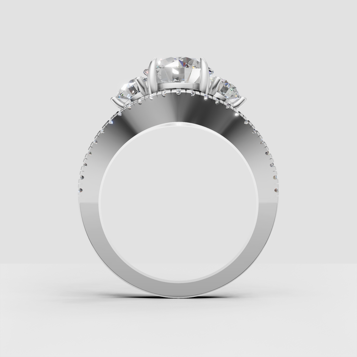 Yellow gold engagement ring with round center diamond