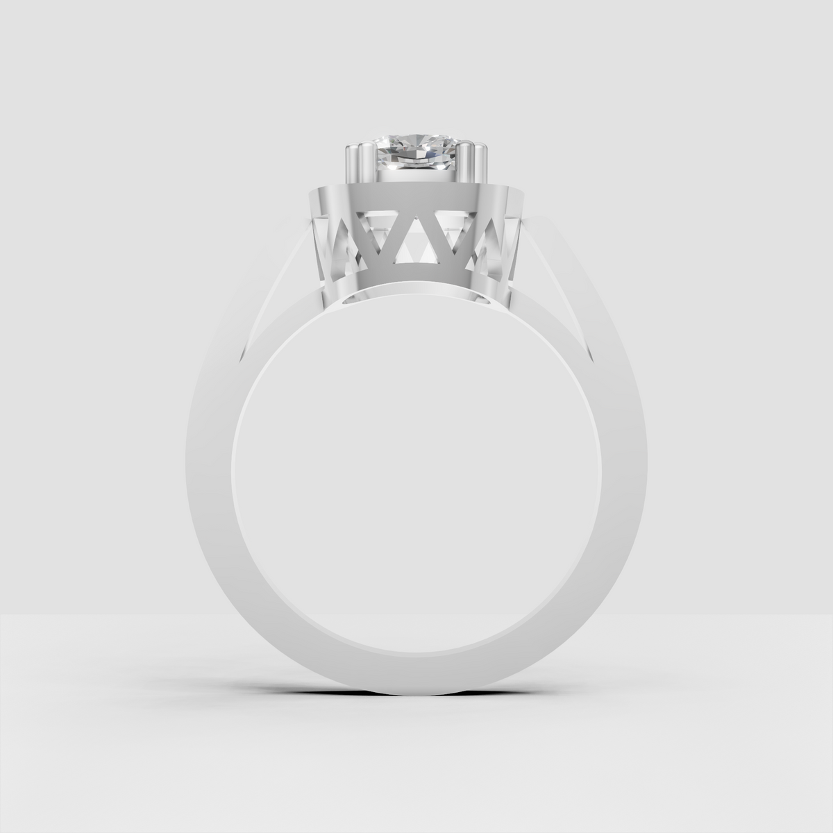 Cushion diamond ring in yellow gold with pavé set diamond shoulders