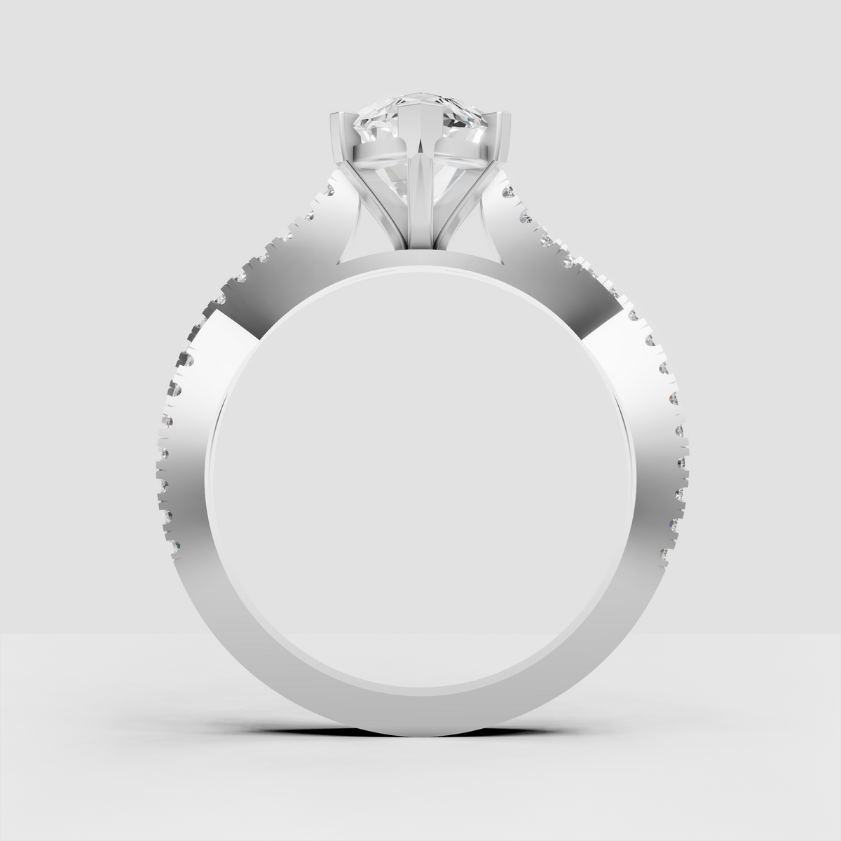 Pear Cut Lab Grown & Moissanite Diamond Halo Engagement Ring