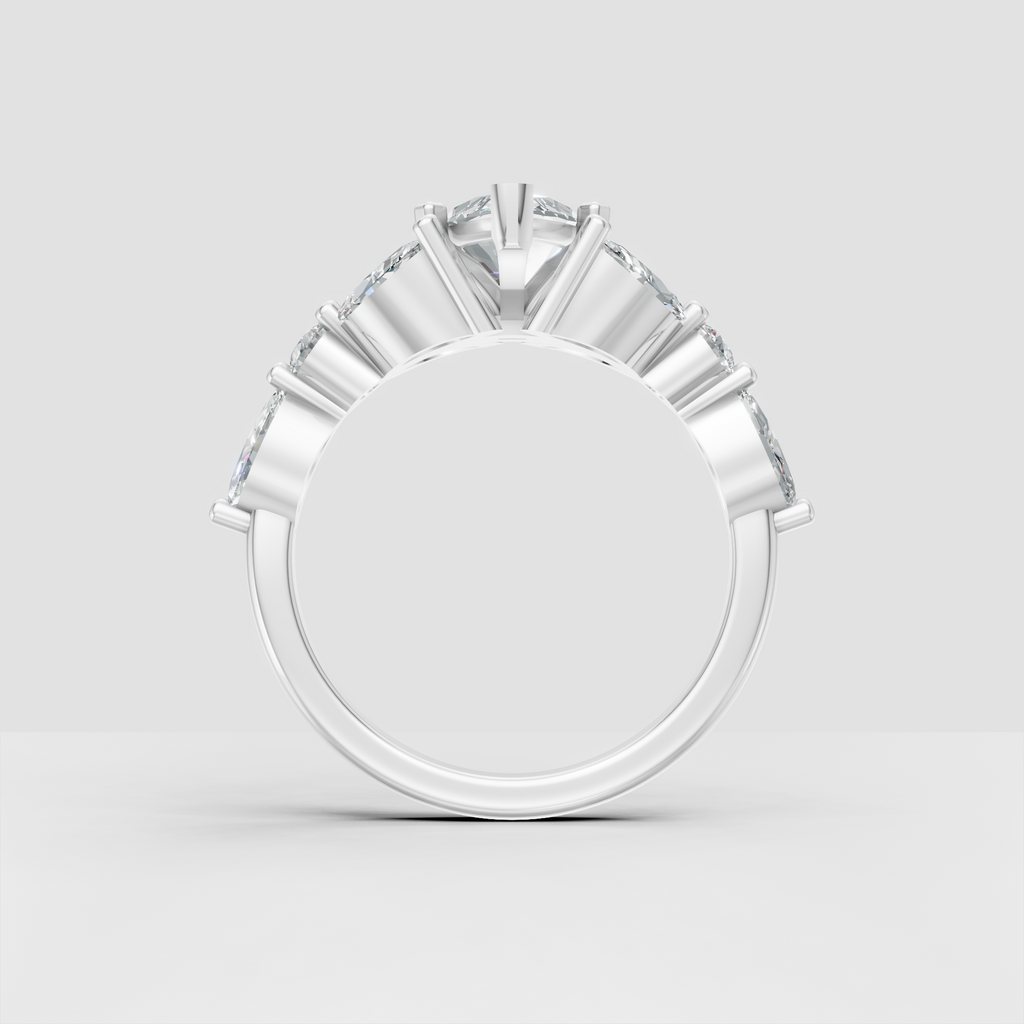 Nature-inspired engagement ring with marquise center and botanical detailing