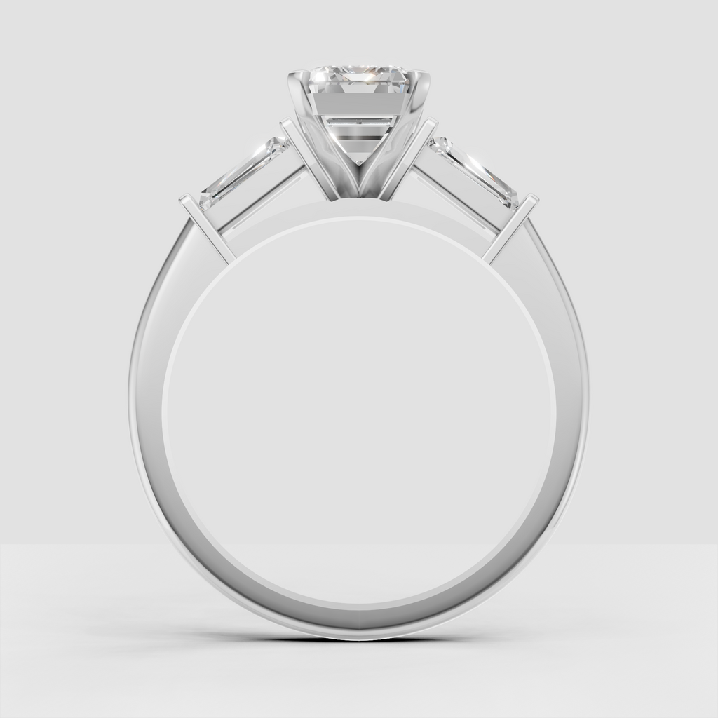 Step-cut emerald diamond ring with polished yellow gold setting