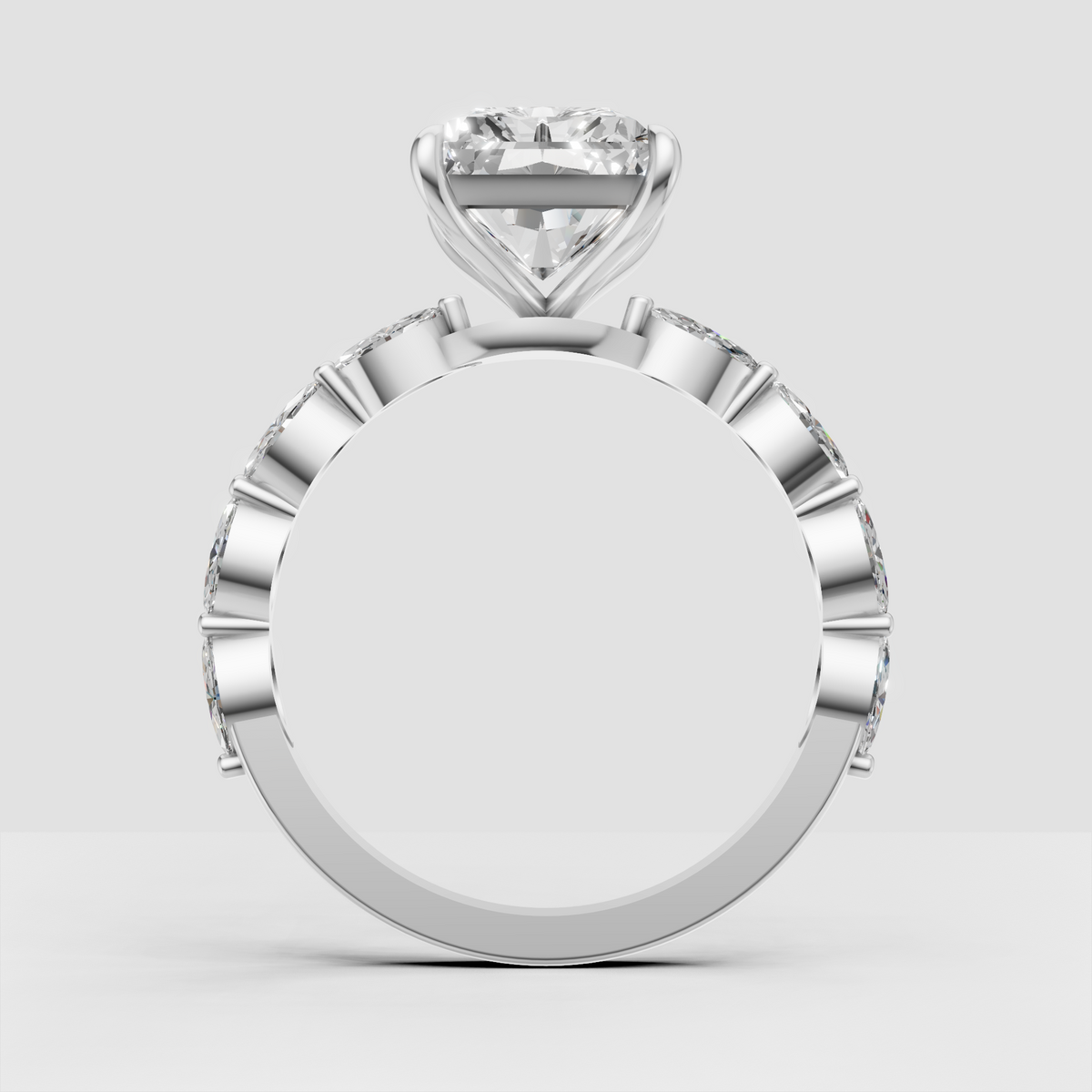 Yellow gold engagement ring with radiant center diamond
