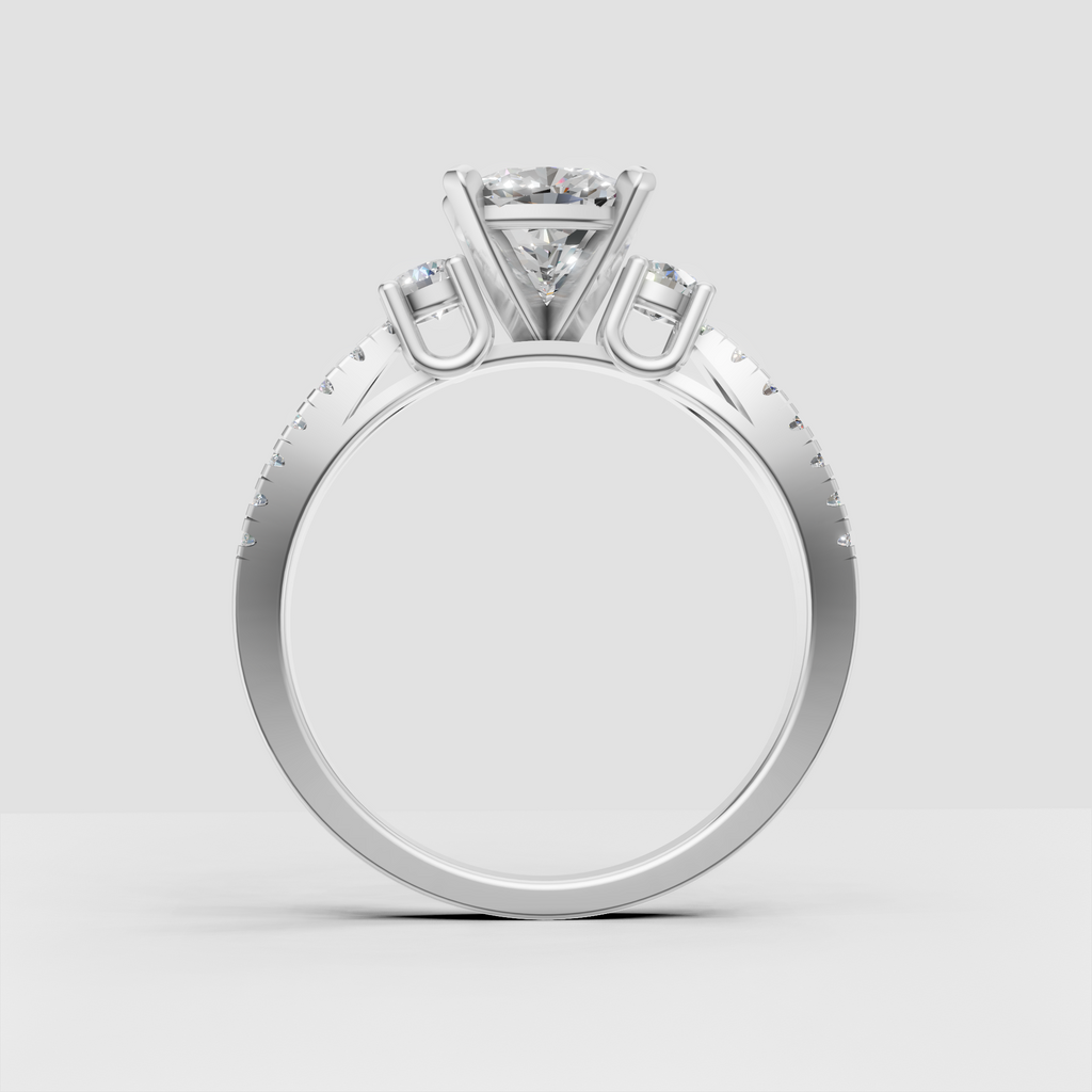 Yellow gold round brilliant three stone diamond ring