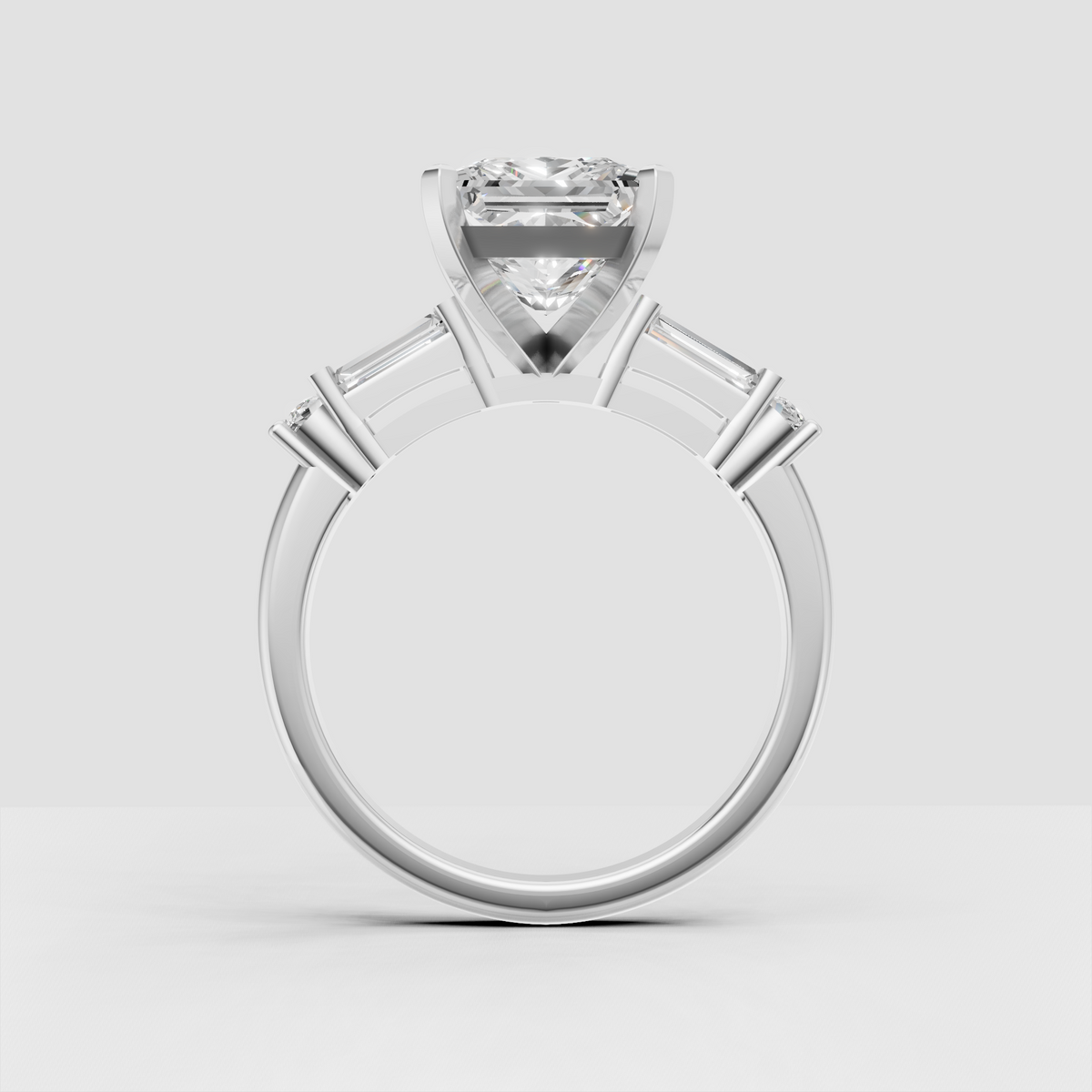 Square princess diamond ring with four-prong setting