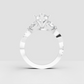 Modern marquise diamond engagement ring with detailed side stones