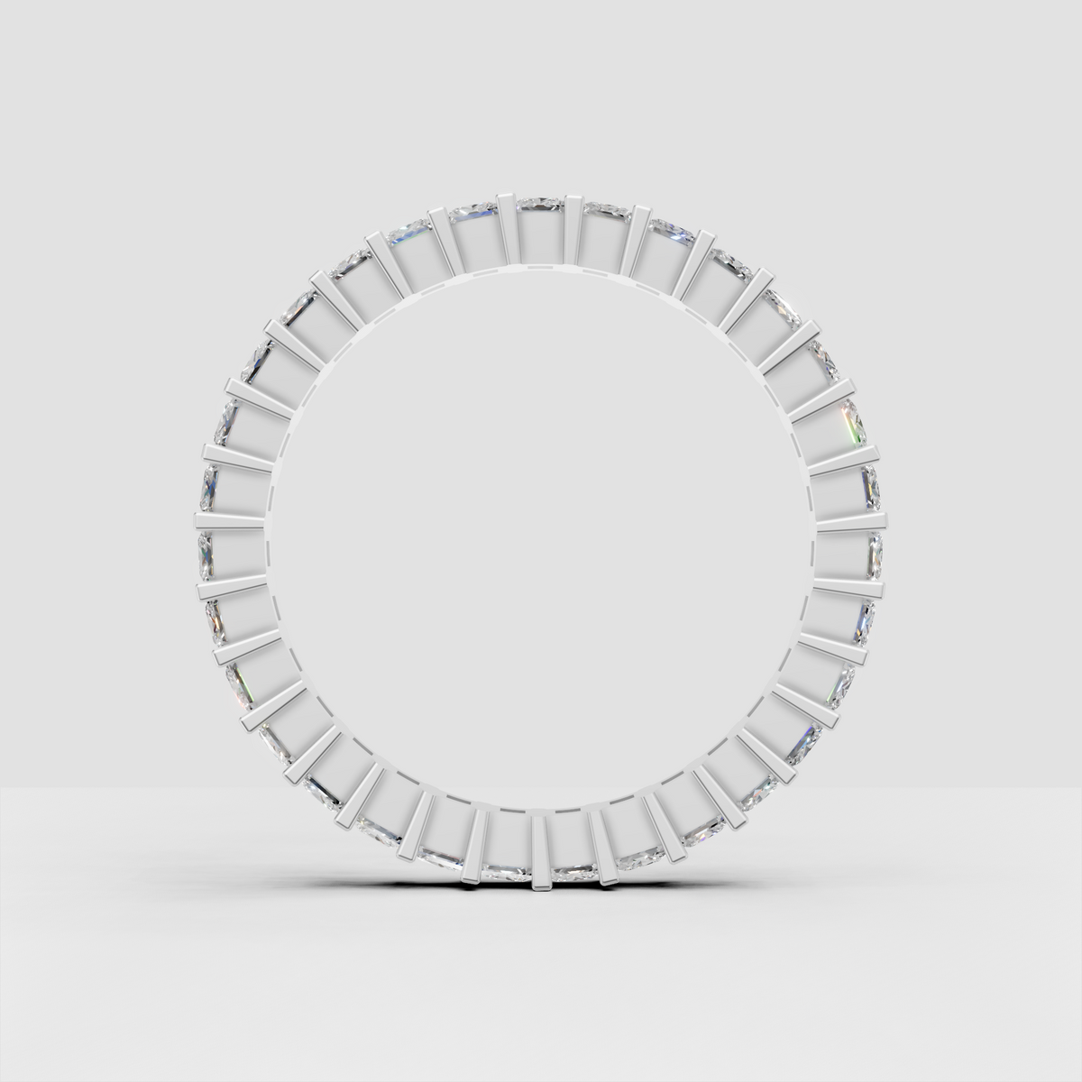 Full-circle princess cut diamond band with polished gold setting