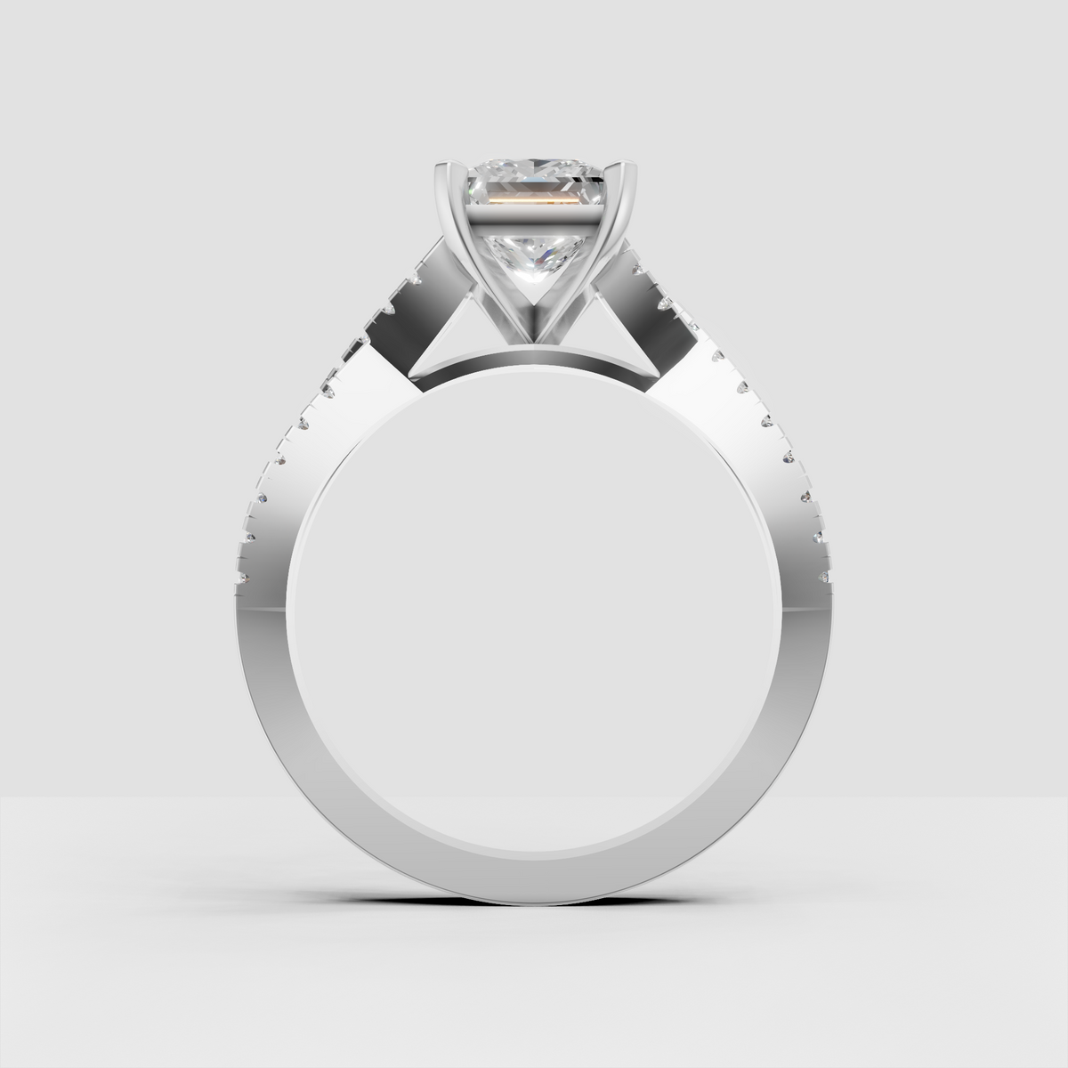 Trillion Cut Lab Grown & Moissanite Diamond Halo Engagement Ring - Image 2