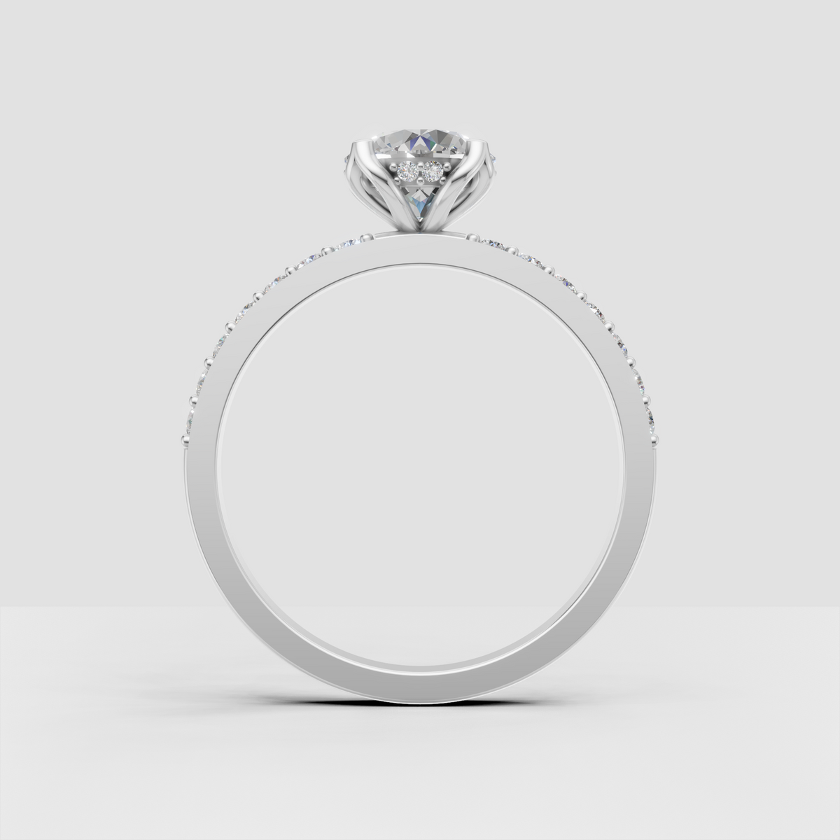 Round center diamond with concealed halo