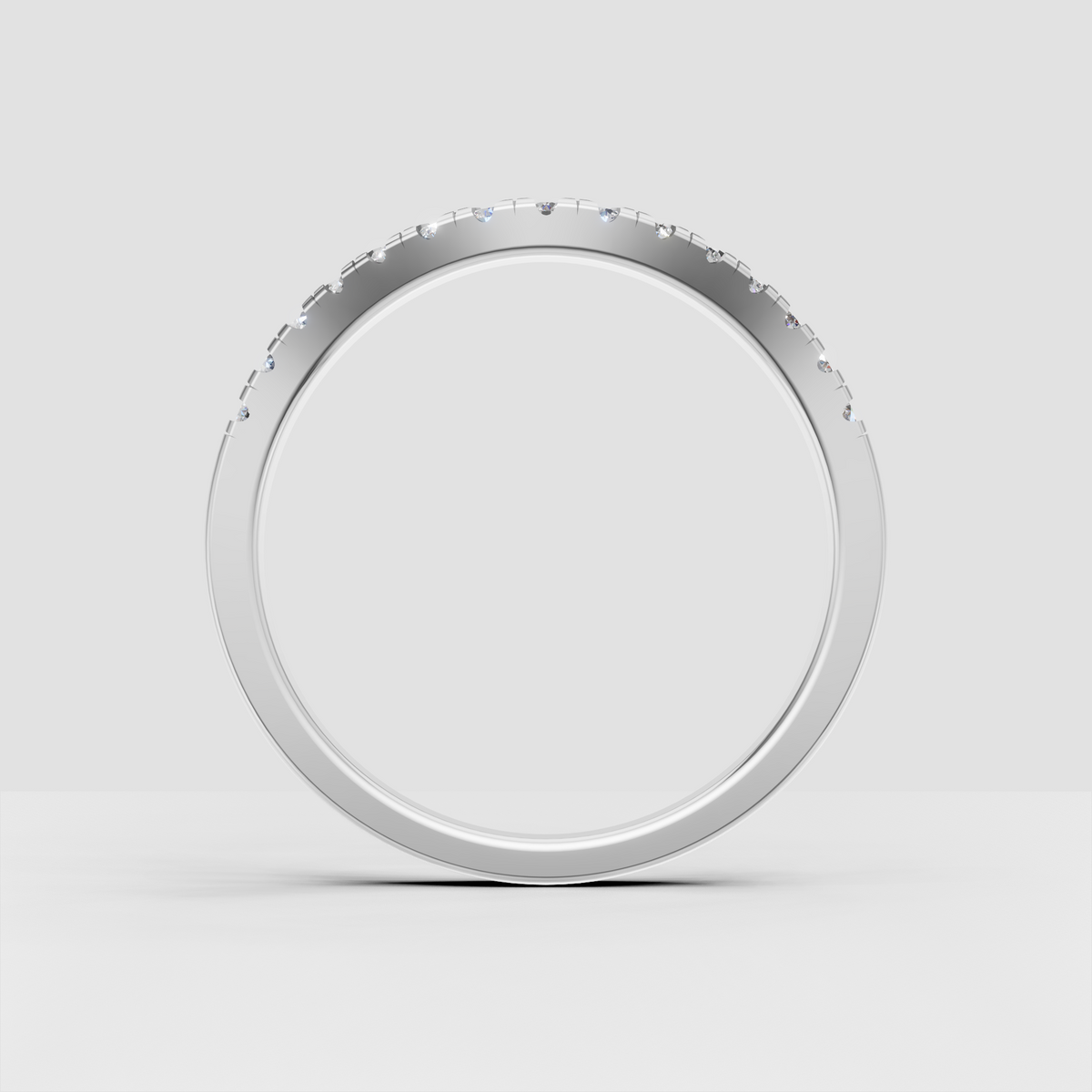 Round Diamond Curved Half Eternity Pavé Engagement Ring