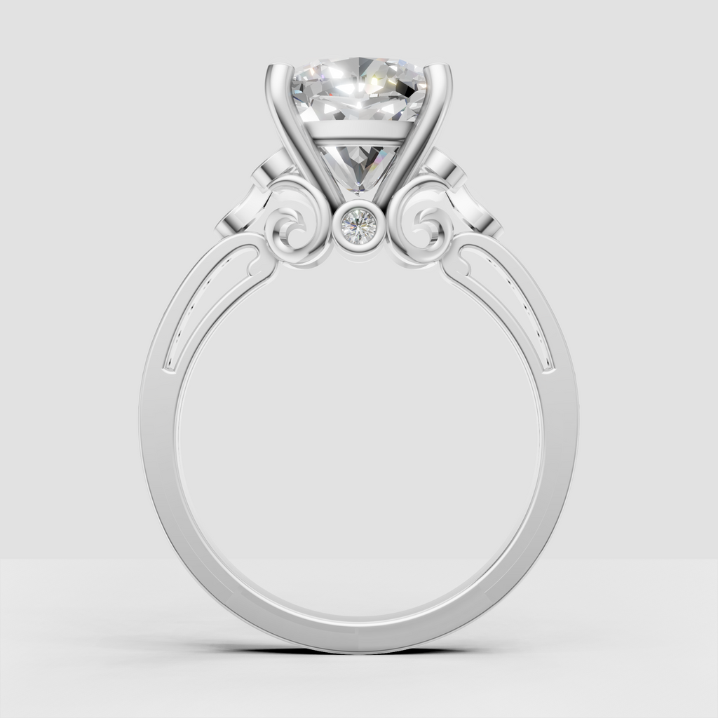 Luxury cushion diamond engagement ring with detailed gold gallery