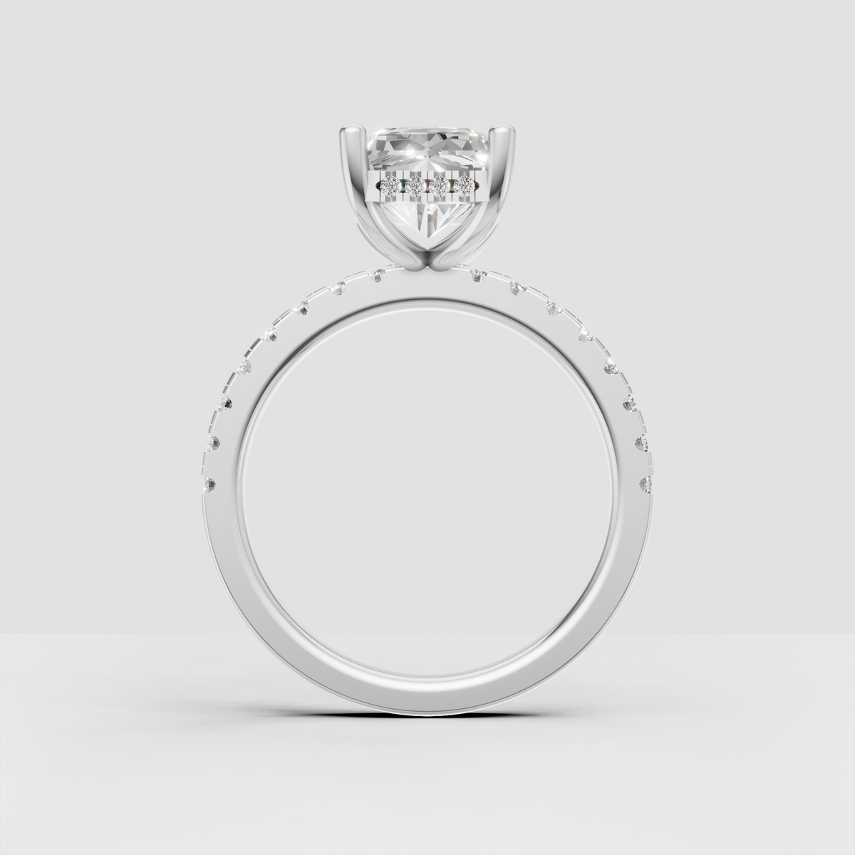 Cushion Cut Lab Grown & Moissanite Diamond Halo Engagement Ring - Image 2