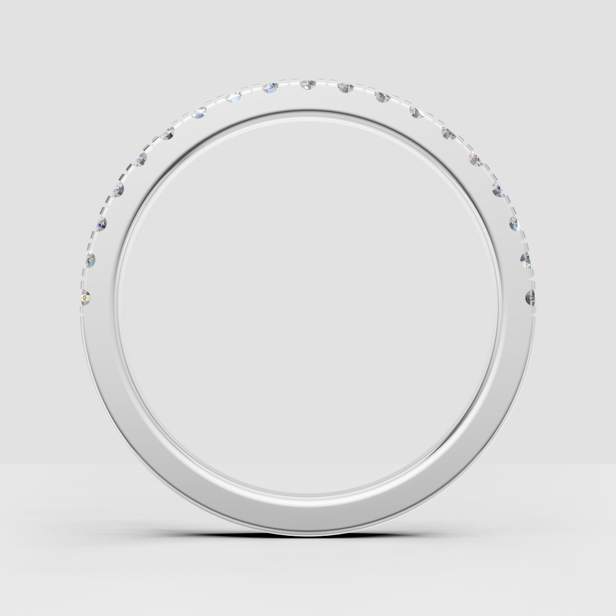 Refined round diamond anniversary band