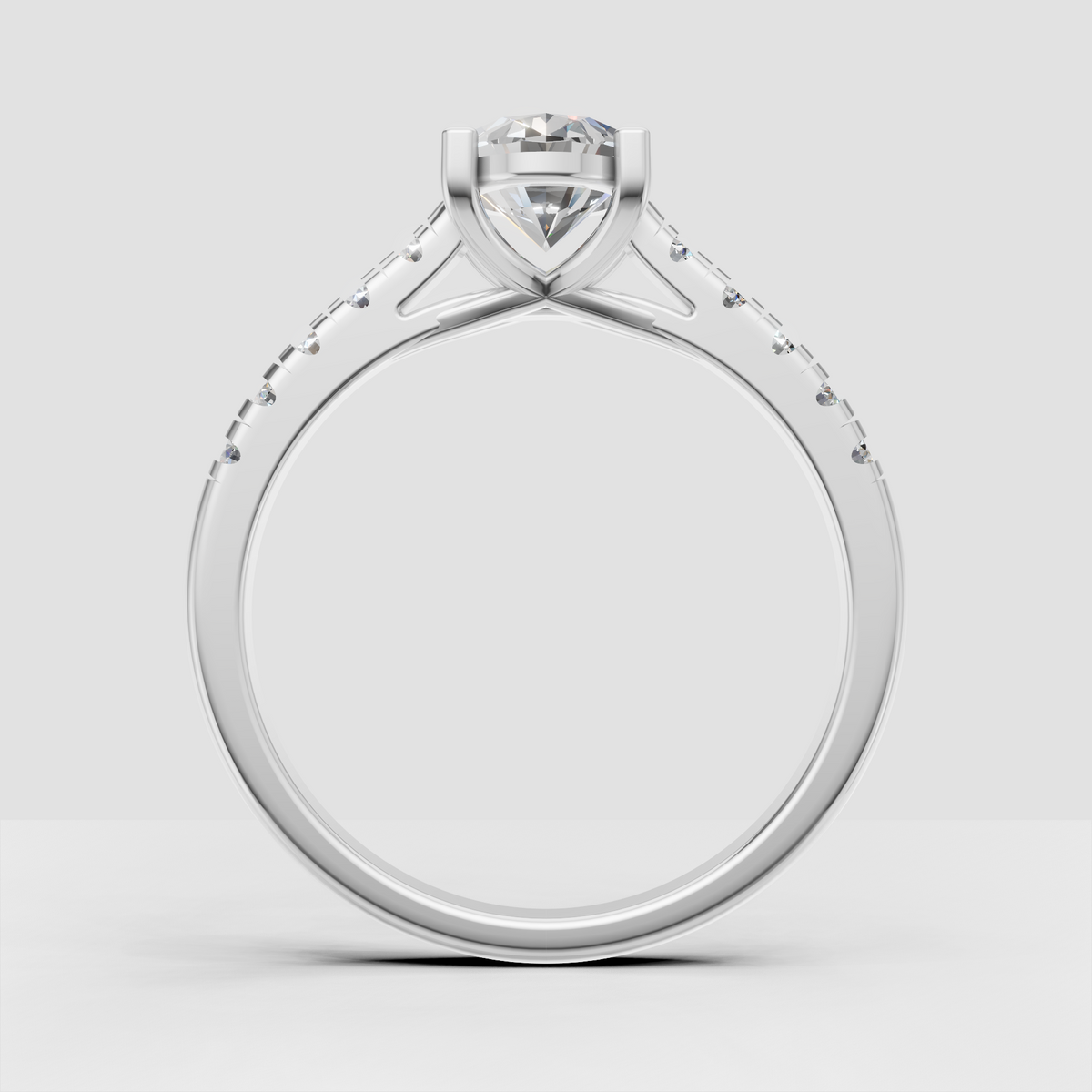 Classic oval engagement ring with sparkling side stones
