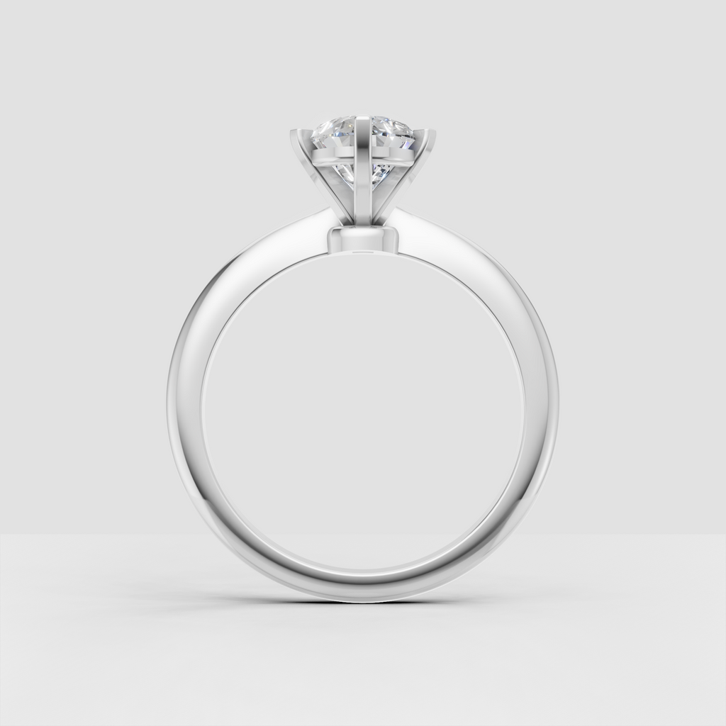 Pear cut diamond ring showing open under-gallery and elevated setting