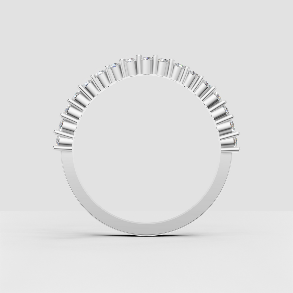 Contemporary round diamond ring with vertical gold separators
