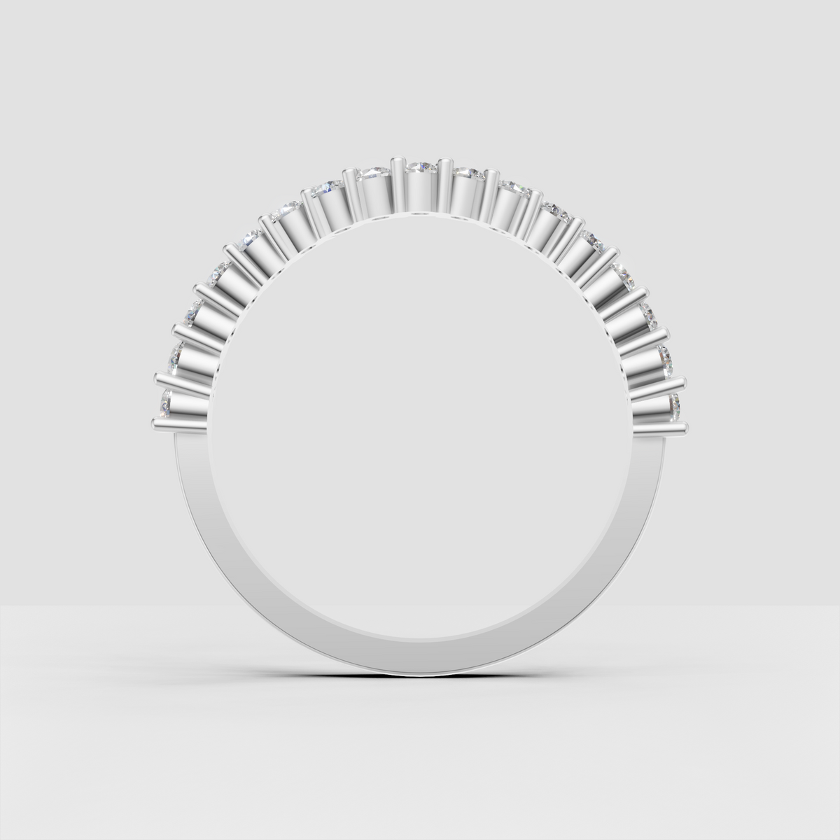 Contemporary round diamond ring with vertical gold separators
