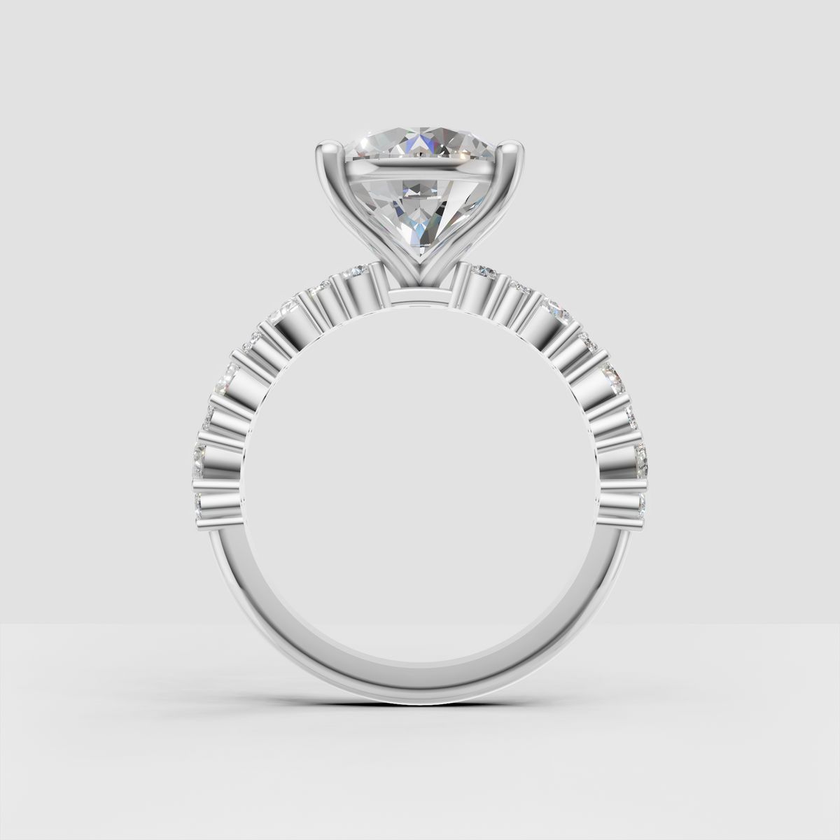 Emerald Cut Lab Grown & Moissanite Diamond Halo Engagement Ring - Image 2