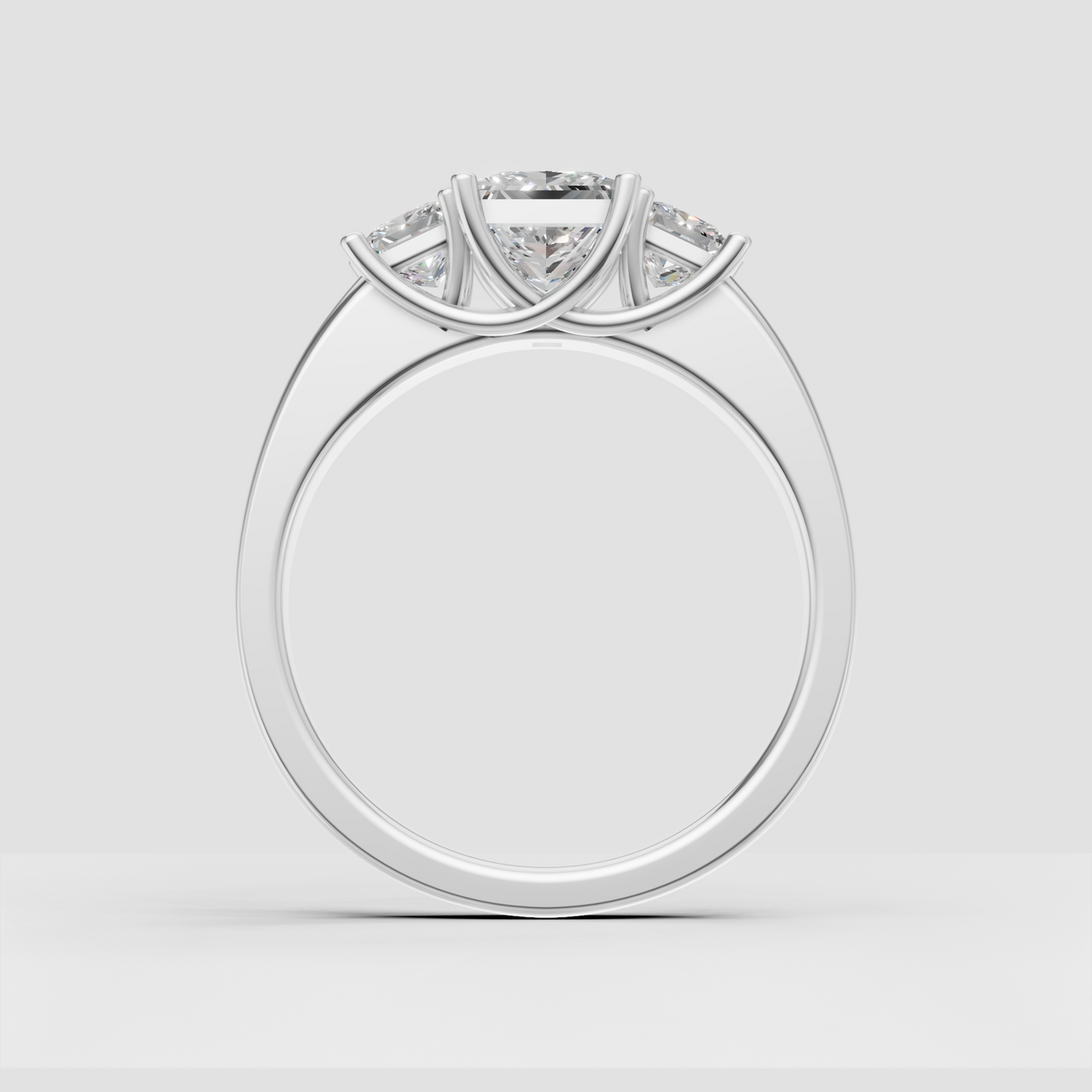 Three stone diamond ring with open gallery setting