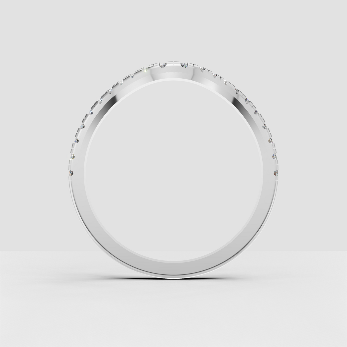 Curved shape Round Diamond Half Eternity Wedding Stackable Band