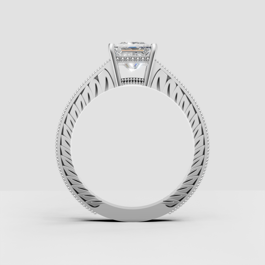 Princess cut pavé diamond engagement ring