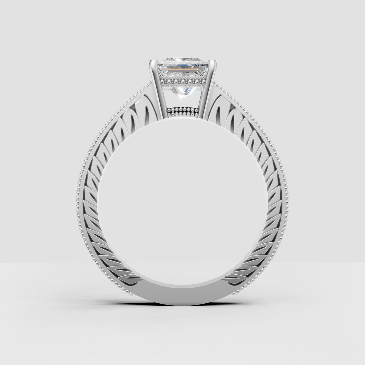 Princess cut pavé diamond engagement ring