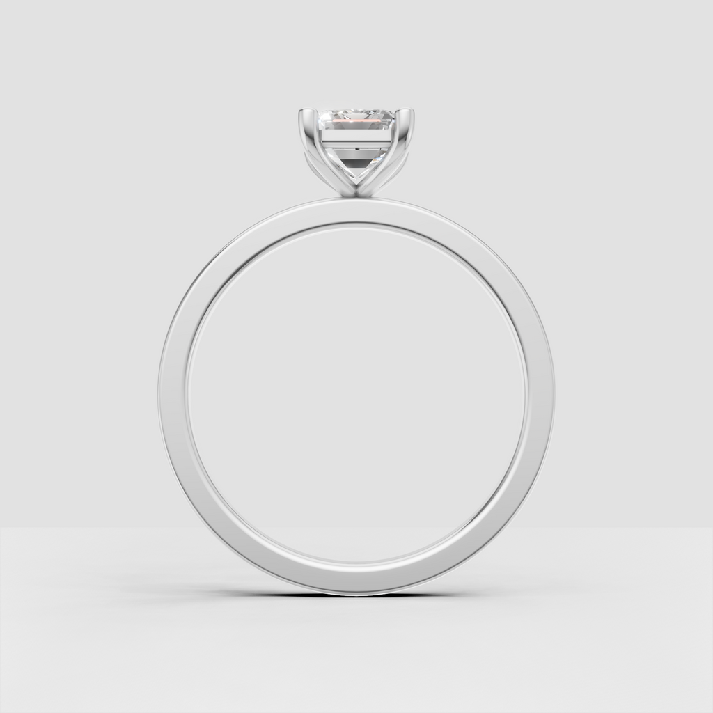 Emerald diamond ring featuring distinctive step-cut facets