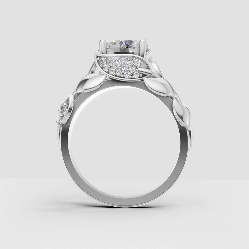 Round cut diamond ring with delicate pave side accents