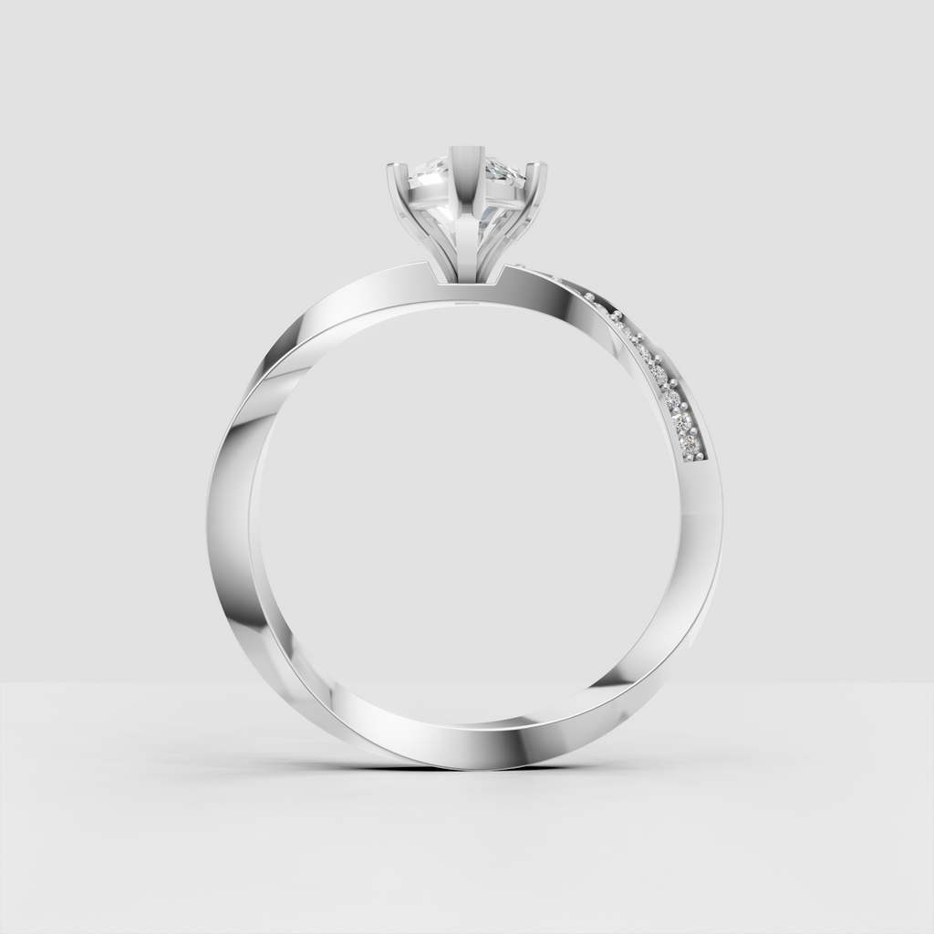 Marquise cut engagement ring with pavé diamond accented shoulders