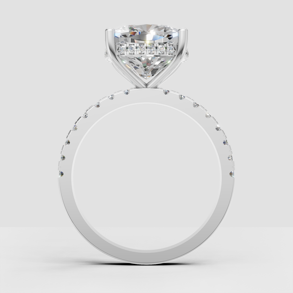 Pear Cut Lab Grown & Moissanite Diamond Halo Engagement Ring - Image 2