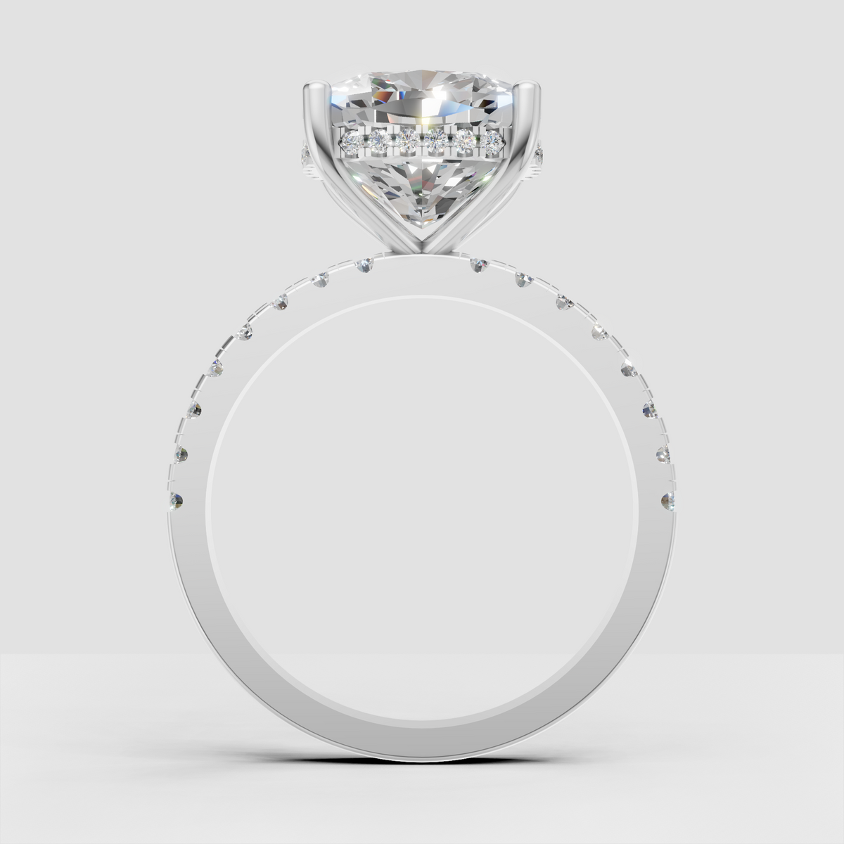 Pear Cut Lab Grown & Moissanite Diamond Halo Engagement Ring - Image 2