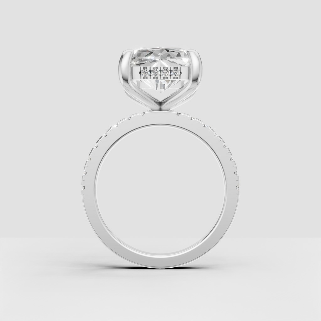 Radiant Diamond hidden halo ring shown from an angled perspective