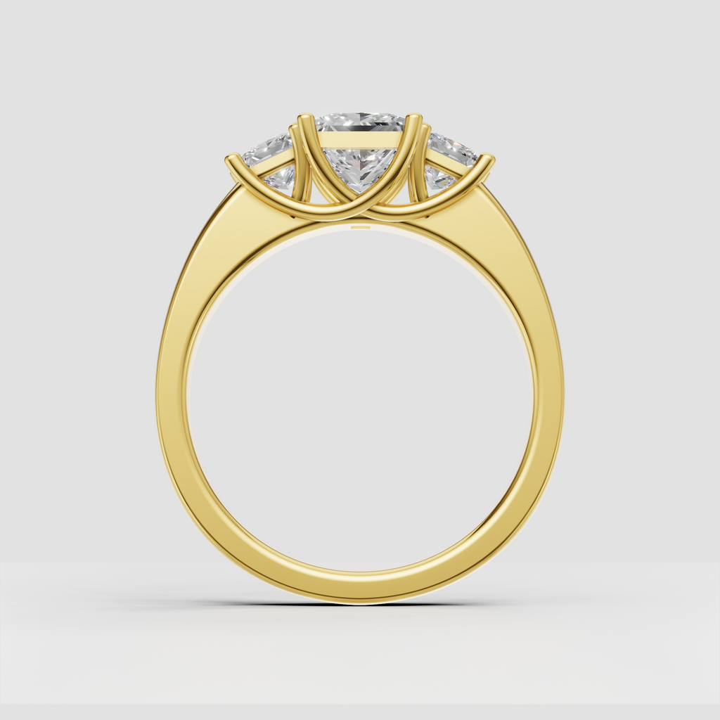 Princess cut diamond ring with polished wide band