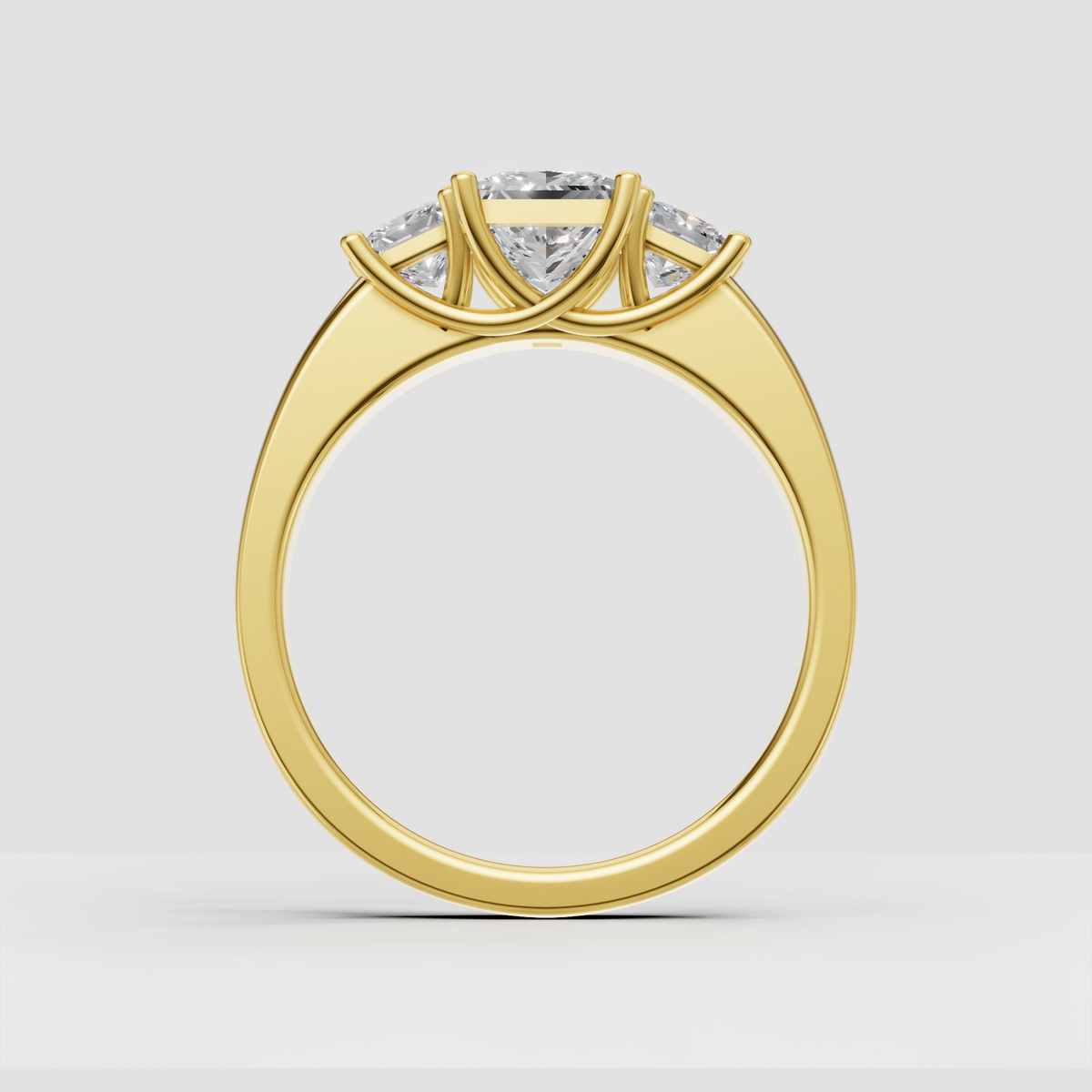 Princess cut diamond ring with polished wide band