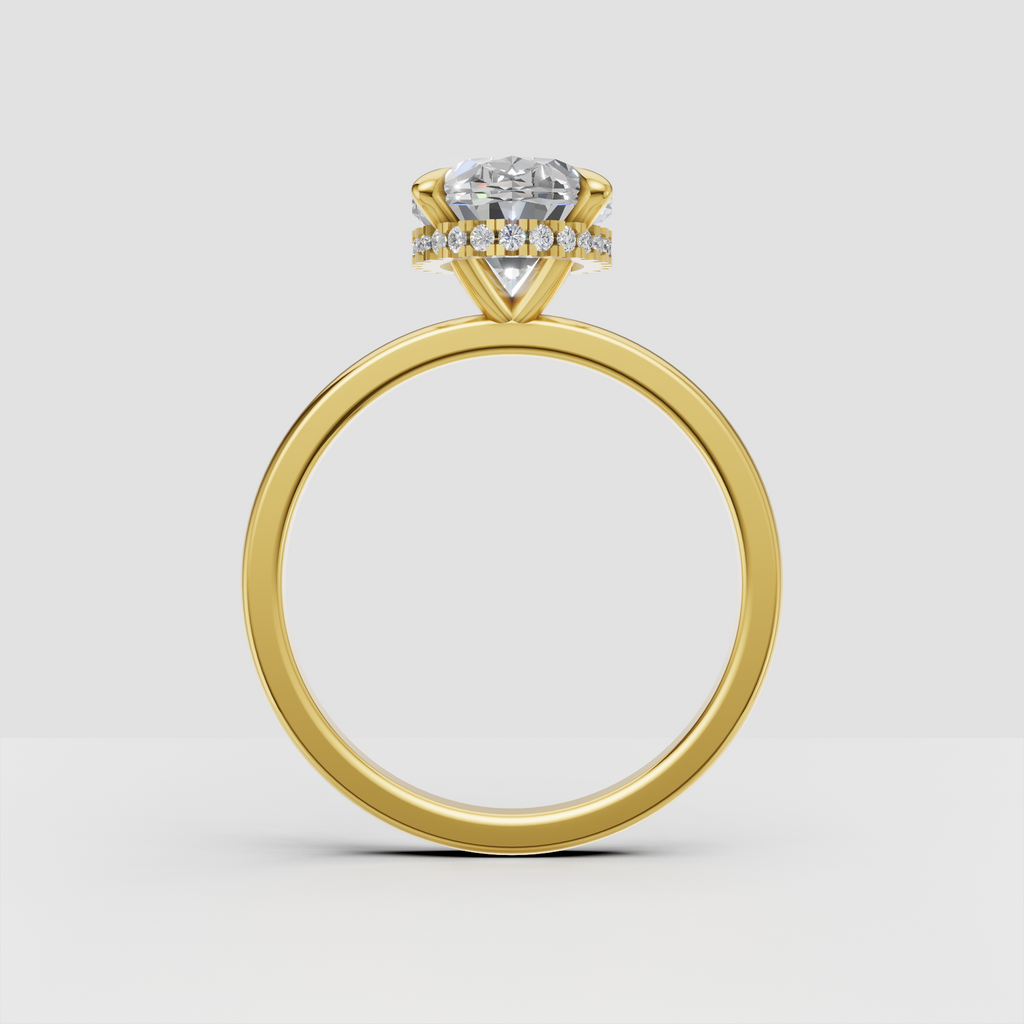 Elegant oval cut diamond hidden halo ring