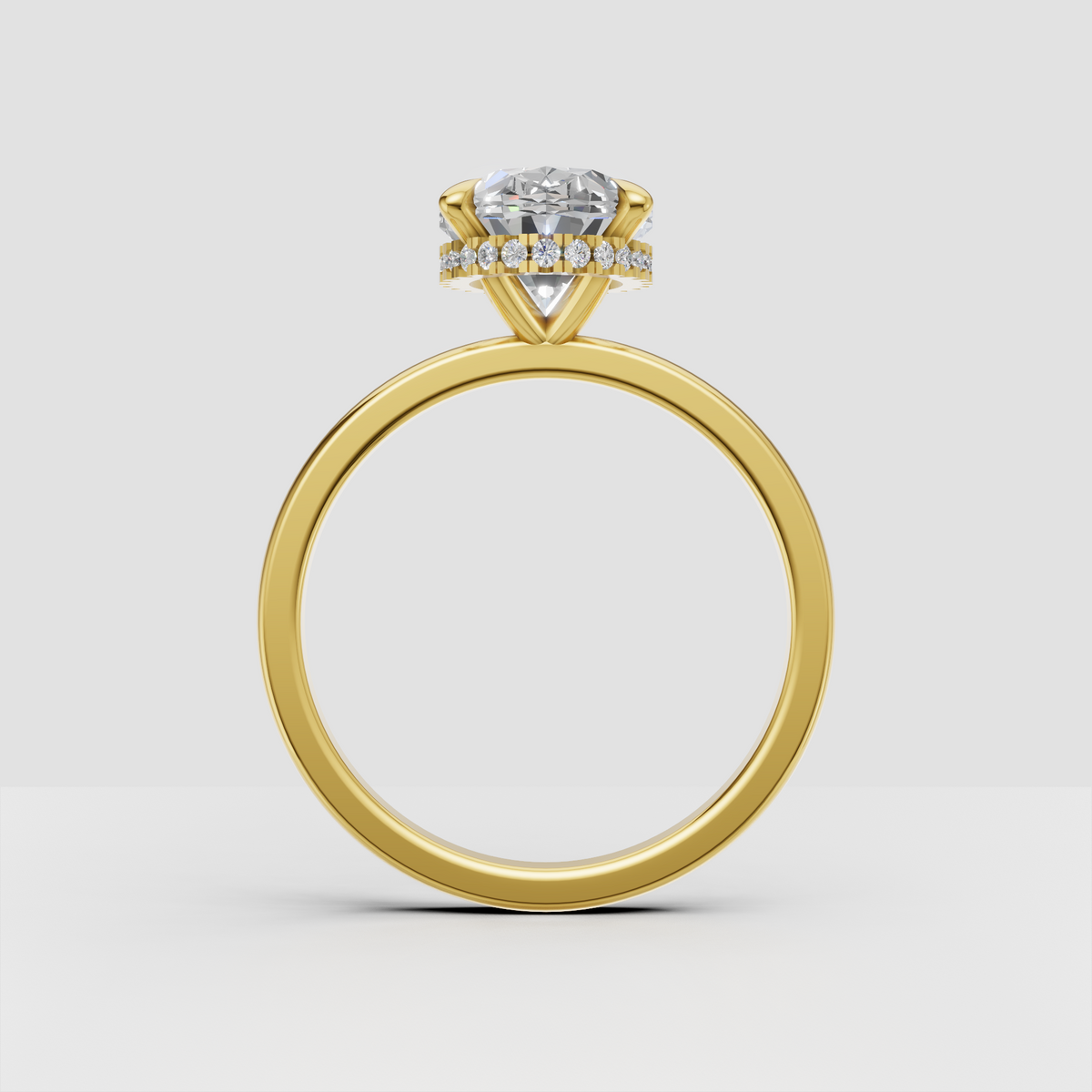 Elegant oval cut diamond hidden halo ring