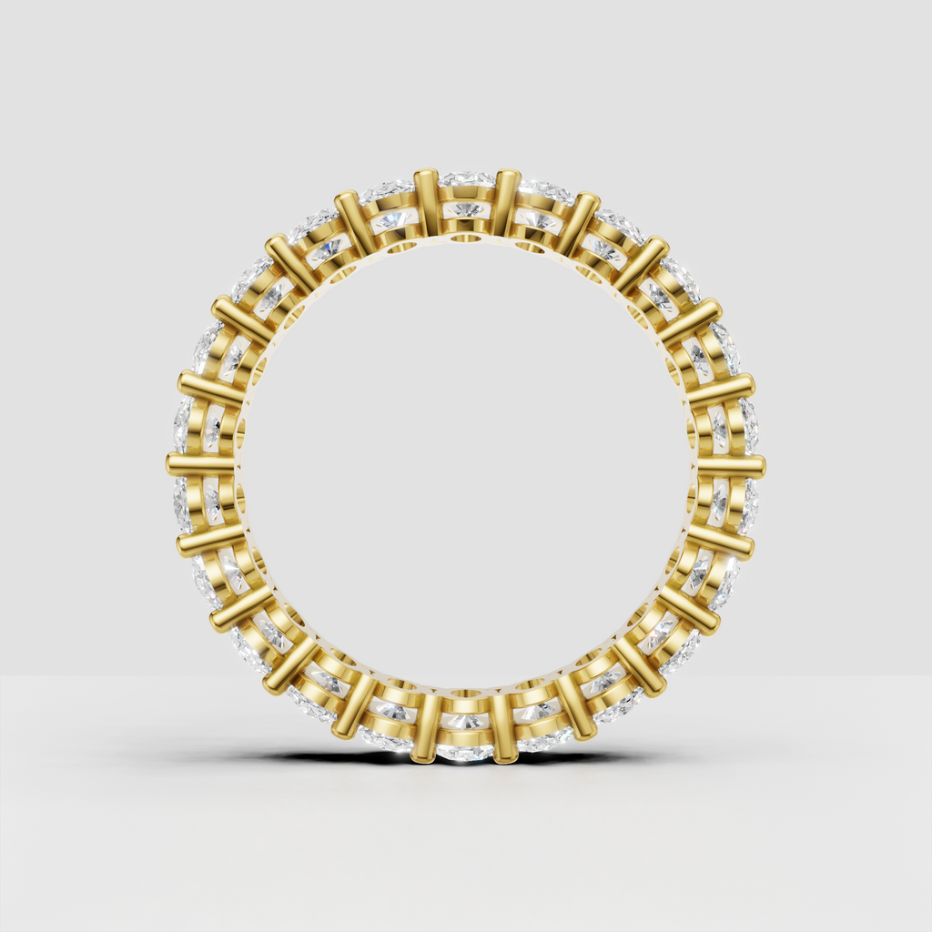 Yellow gold oval diamond eternity wedding ring
