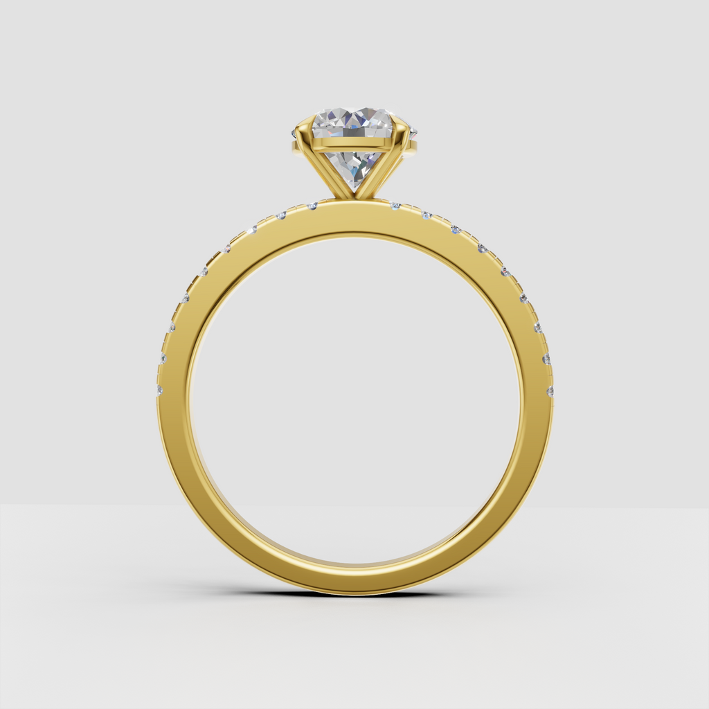 Elegant round diamond band with pavé side stone detailing