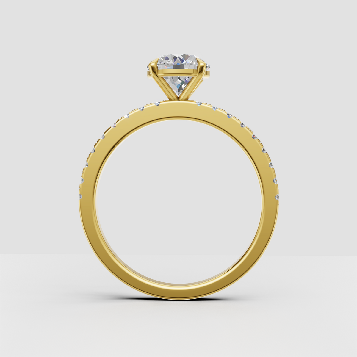 Elegant round diamond band with pavé side stone detailing