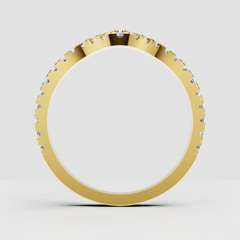 Yellow gold V-shaped diamond eternity wedding band