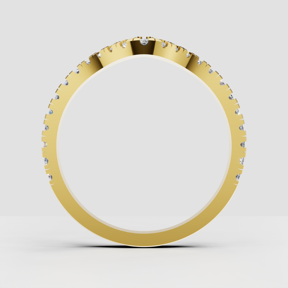 Yellow gold V-shaped diamond eternity wedding band